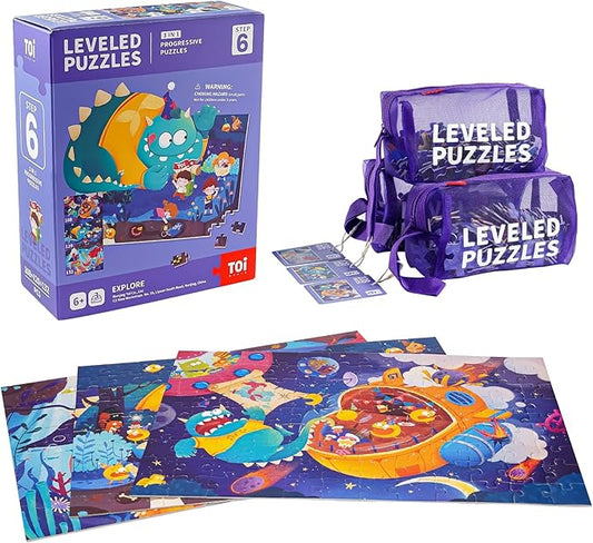 TOI Leveled Puzzles for Kids Aged 5 and Up, Toddler Puzzle Preschool Learning Jigsaw Puzzles, Large Pieces Educational Game for Boys Girls, Classic Education Step 6