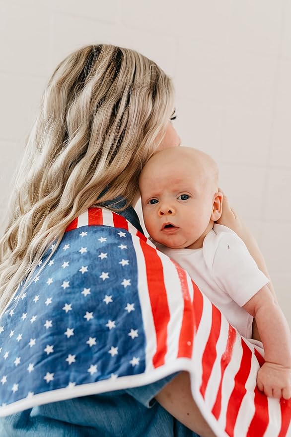 Copper Pearl Baby Burp Cloth Large 21''x10'' Size Premium Absorbent Triple Layer 3-Pack Gift Set “Patriot