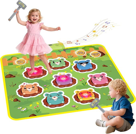 M SANMERSEN Whack A Mole Game Toys for Kids, Toddler Toys for Ages 2 3 4 5 Whack A Mole Game Playmat with 2 Hammers, Birthday Gifts for Kids Boys Girls Family Games Party Favors