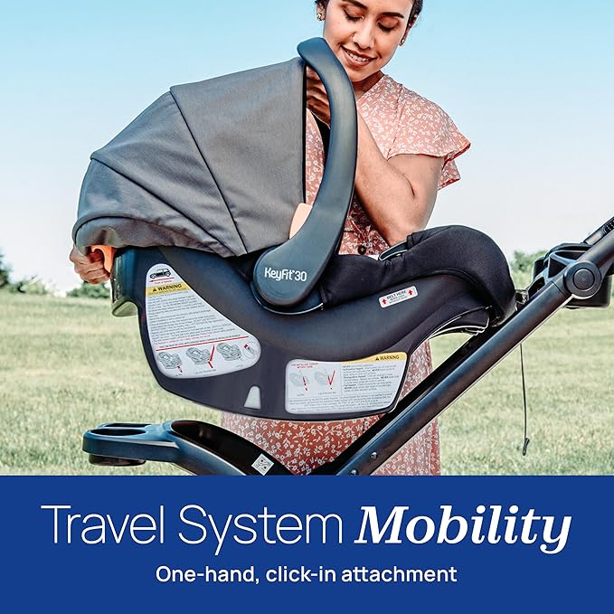 Chicco KeyFit 30 ClearTex Infant Car Seat and Base, Rear-Facing Seat for Infants 4-30 lbs., Includes Infant Head and Body Support, Compatible with Chicco Strollers, Baby Travel Gear | Slate/Grey