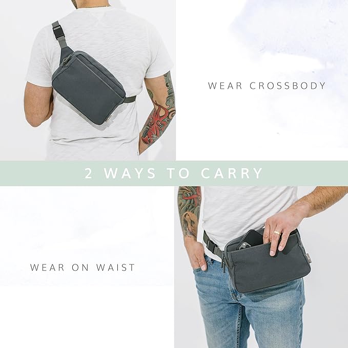 Red Rovr Everyday Joey Belt Bag | Organization & Zipper pockets |Adjustable Strap for All Ages (Charcoal)