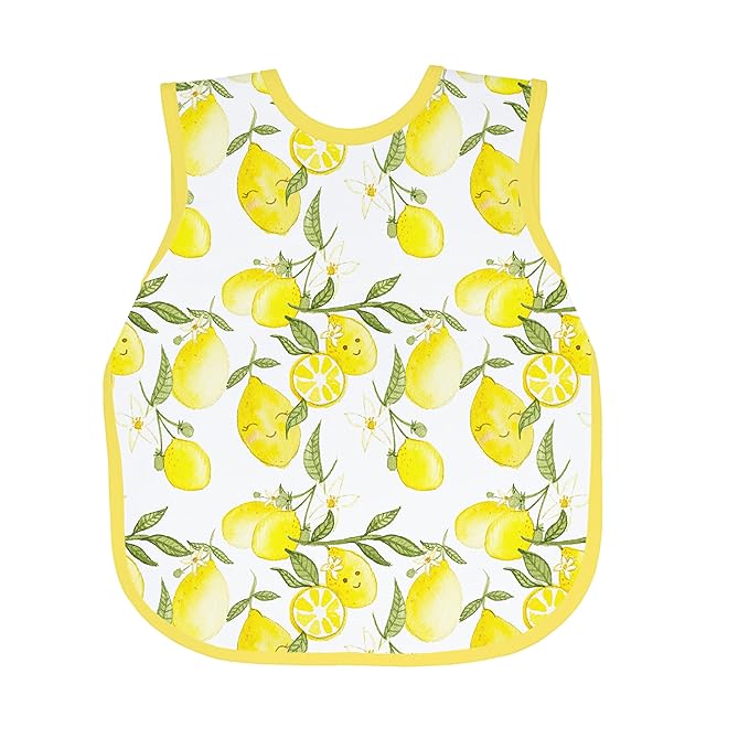 BapronBaby Fresh Lemon Bapron - No Neck Tie Safer Bib for Baby & Toddler - Soft Waterproof Stain Resistant - Machine Washable - Sz Preschool 3-5yrs