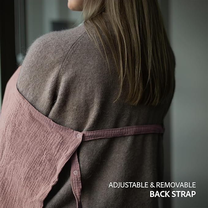 Nilsa 5-in-1 Muslin Nursing Cover up for Breastfeeding & Baby Car Seat Cover - Breathable Breastfeeding Cover With Rigid Hoop - 100% Cotton Privacy Apron Breast Feeding Covers For Women (Blush)