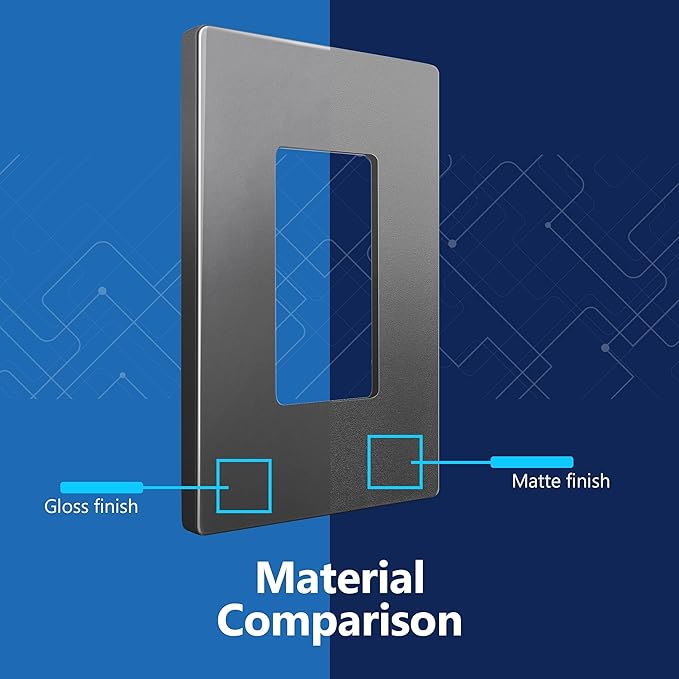 LIDER Matte Finish Decorator Switch Cover, Screwless Wall Plate, Mid-Size 1-Gang 4.88" x 3.11", Unbreakable Polycarbonate Thermoplastic, UL Listed, LSWP-31M-SG, Space Gray