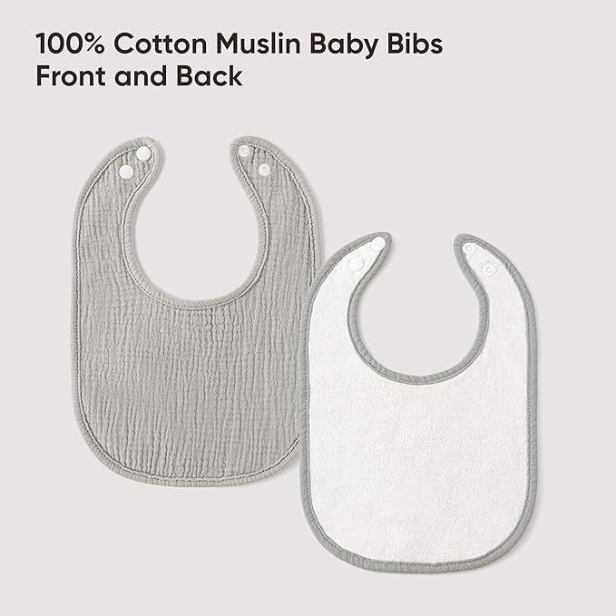 100% Cotton Muslin Baby Bibs 10-Pack Baby Drool Bibs for Unisex Baby Toddlers Infant Newborns Drooling and Teething