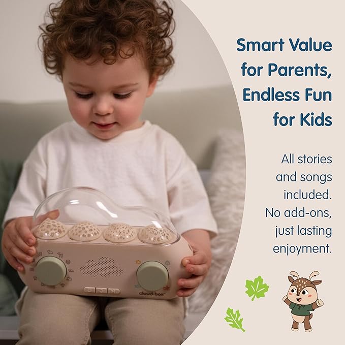 Cloudb Cloudbox Dreambox Storytime Audio Story Books Toy Gift for Toddlers Kids Girls Boys | English/Spanish Voice Record Storyteller | 36 Stories, 8 Melodies, Star Projector Night Light White Noise