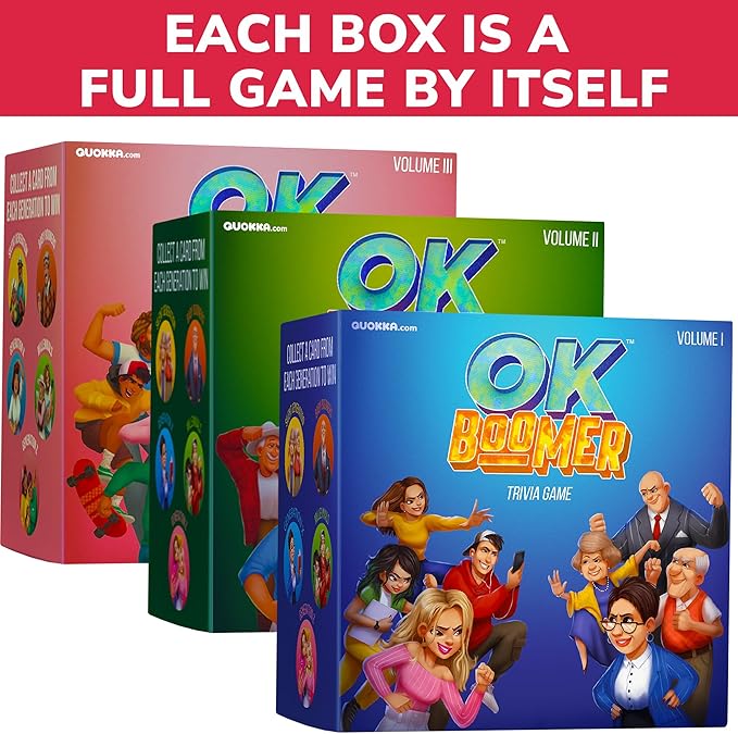 QUOKKA OK Boomer Family Generation Game Volume III - Board Game for Family Night - Trivia Card for Adults and Kids - Fun Party Millennials vs Boomers for Ages 12+