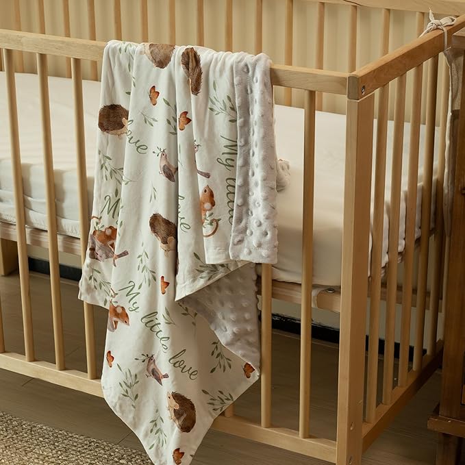 Baby Blankets for Newborn - Nursery Minky Blankets Super Soft for Boys Girls, Infant Toddler Blanket with Double Layer Dotted Backing for Baby Crib Stroller, 30 x 40 Inch, Animal World