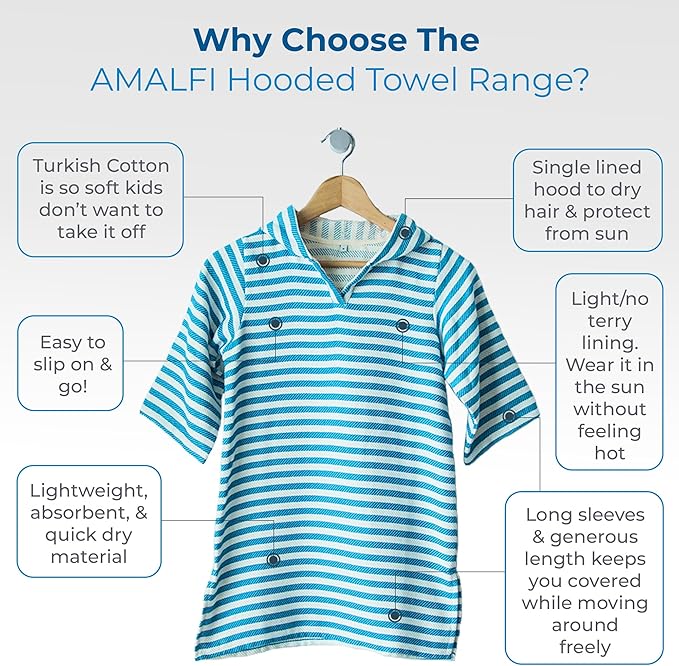 SAMMIMIS Boys & Girls Swim Cover Up - Kids Hooded Beach Towel with Long Sleeves - Pullover Beach Towel, Swim Poncho with Hood