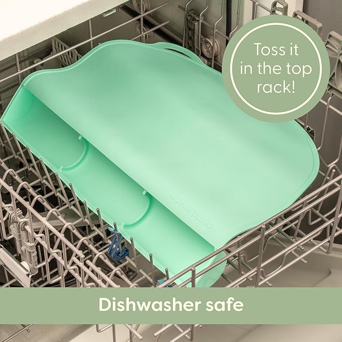 UpwardBaby Silicone Placemats for Toddlers - Gray, Food-Catching Rectangular - Non-Slip Suction Baby Eating Mat & Feeding Placemat, BPA-Free Dishwasher Safe