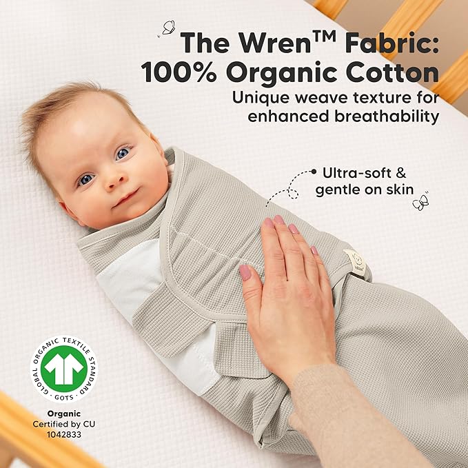 3-Pack Organic Swaddles for Newborns, Baby Sleep Sacks 0-3 Months - Baby Swaddle Wrap, Newborn Wearable Blanket, Infant Sleep Sack for Girls, Boys, Soft & Snug, Large Hook & Loop Closure (Granite)