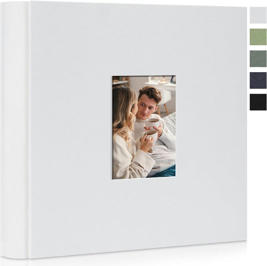 Photo Album 4x6 Pictrues 600 Pockets Linen Cover with Front Window Large Picture Book for Family Travel Wedding and Memory Keepsake Organizer White