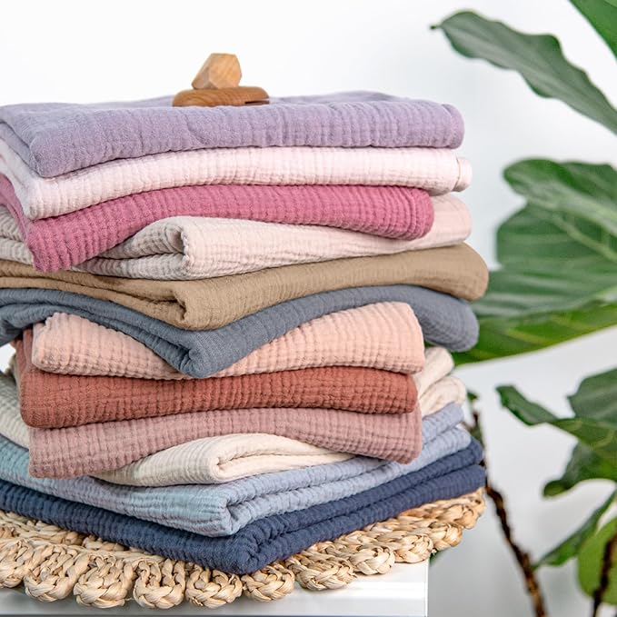 lulumoon Muslin Swaddle Blankets for Baby: Lightweight & Breathable Receiving Blankets for Hospital - Neutral Registry Gift for Newborn 3pack (Chestnut)