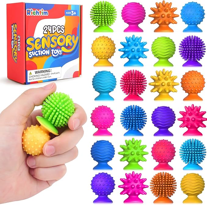 Sensory Fidget Toys Kids Adults: 24 Pack Textured Sensory Toys for Autism Kids Calming - Quiet Anxiety Fidgets for Classroom Prize - Bulk Fidgets Gifts Christmas Stocking Stuffers for Kids