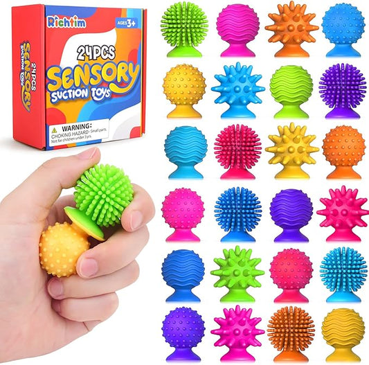 Sensory Fidget Toys Kids Adults: 24 Pack Textured Sensory Toys for Autism Kids Calming - Quiet Anxiety Fidgets for Classroom Prize - Bulk Fidgets Gifts Christmas Stocking Stuffers for Kids