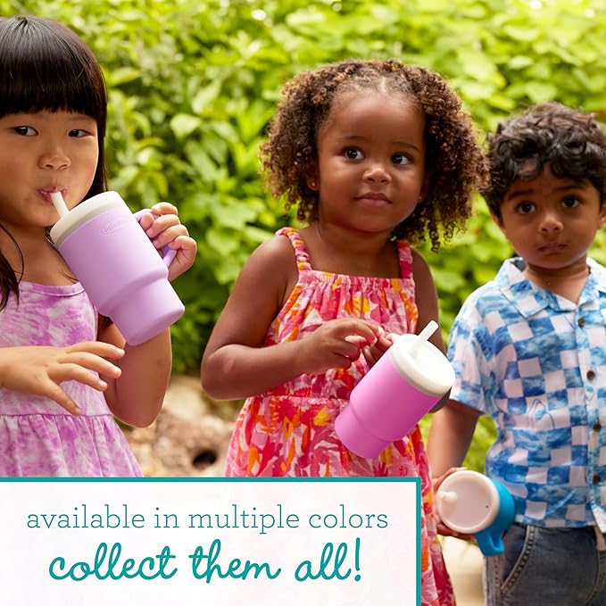 Infantino My 1st Tumbler, Silicone Sippy Cup with Straw & Handle, Spill-Resistant Baby Cup for On-the-Go, BPA-Free Transition Bottle, Cotton Candy