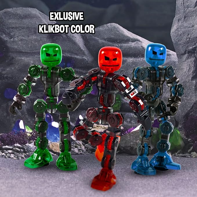 Zing Klikbot Megabots – Pack of Three – Green, Blue and Red - Toy Figures with Unique Accessories – for Kids 8 Plus
