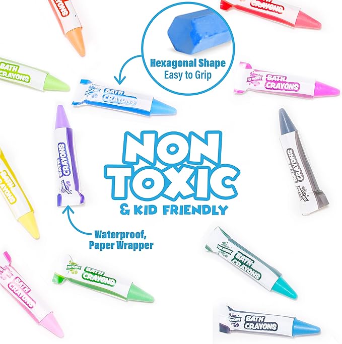 Tub Works® My Colorful Bath™ Kids Bath Set | Nontoxic | Fizzy Bath Color Tablets (150 Count), Smooth™ Bath Crayons (12 Pack) & Bath Paint Soap (6 Pack) | Creative Bath Toys for Toddlers & Kids