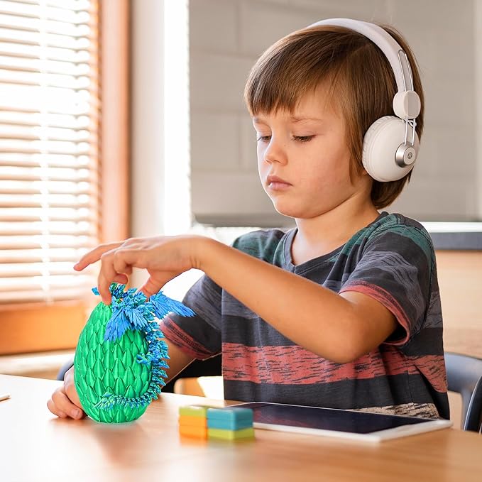 3D Printed Dragon Eggs with Articulated Fly Dragon Inside, Collectible Figurines Fidget Toy for Adults Kids Birthday Easter Christmas White Elephant Gifts for Friends Colleagues(Silk Green, M size)