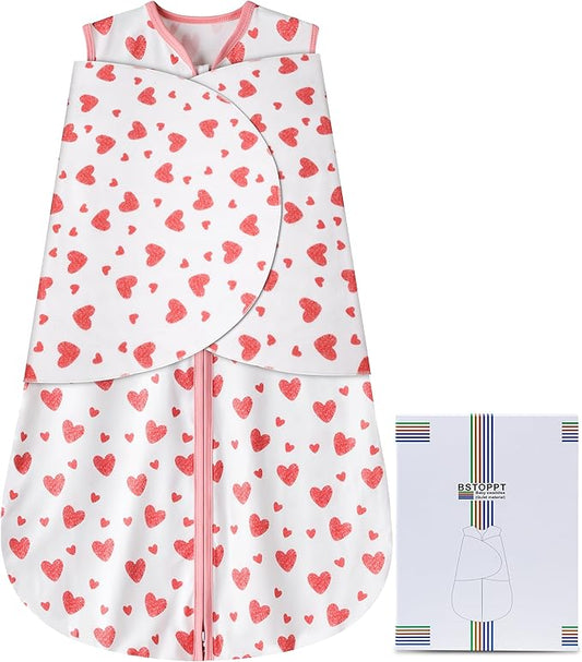 Newborn Sleep Sack Baby Swaddle,Swaddle me 3-6 Month,3-Way Adjustable Wearable Blanket,100% Rayon Cotton Swaddling Sleeping Bag，TOG 0.5 (Love, 3-6 Months)