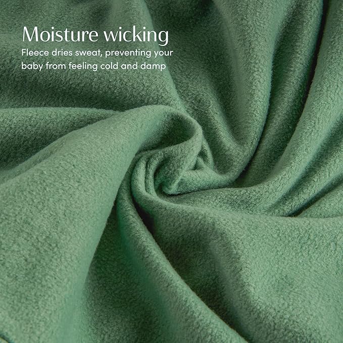 SleepingBaby Zipadee-Zip Transition Swaddle - Cozy Fleece Wearable Blanket with Two-Way Zipper for Baby Sleep - Fleece Basil, Large (12-24 Month)