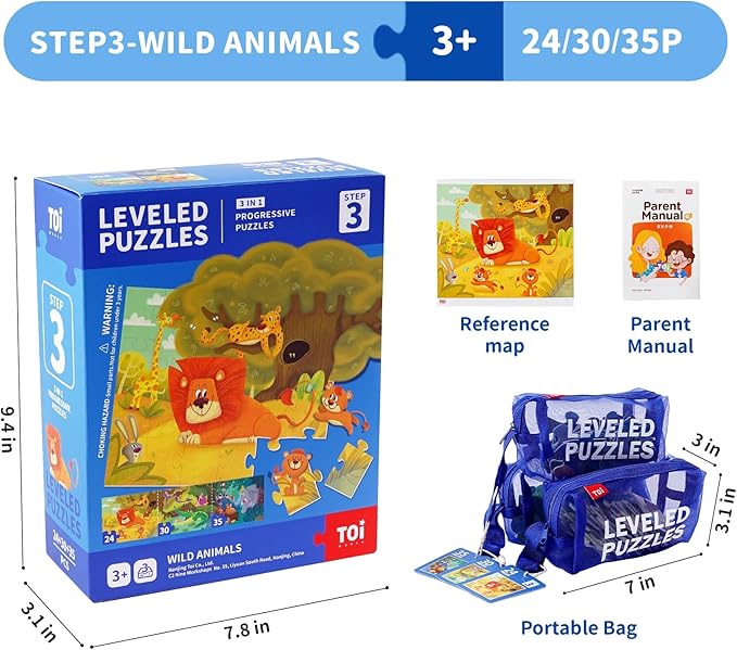 TOI Leveled Puzzles for Kids Aged 3 and Up, Toddler Puzzle Preschool Learning Jigsaw Puzzles, Large Pieces Educational Game for Boys Girls, Cognitive Story Step 3