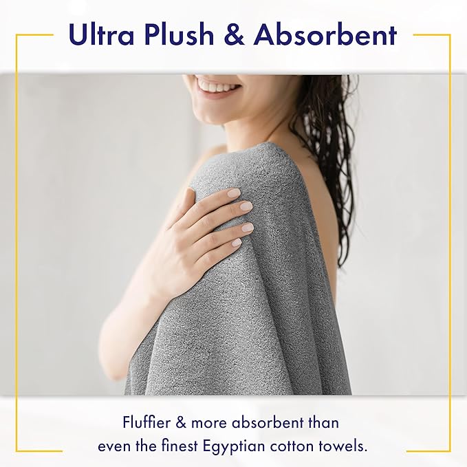 100% Organic Zero-Twist Cotton Towel - Luxury Bath Towel - Ultra Soft & Plush 700GSM Long-Staple Cotton (Pewter Grey)