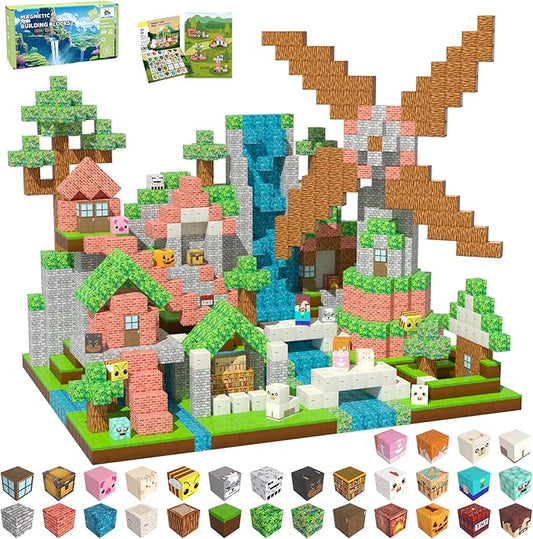 Magnetic Blocks, Magnetic Tiles Building Blocks, Magnet Cubes STEM Sensory Game Toys Christmas Birthday Gifts for Kids Boys Girls Age 3+ (Forest H)