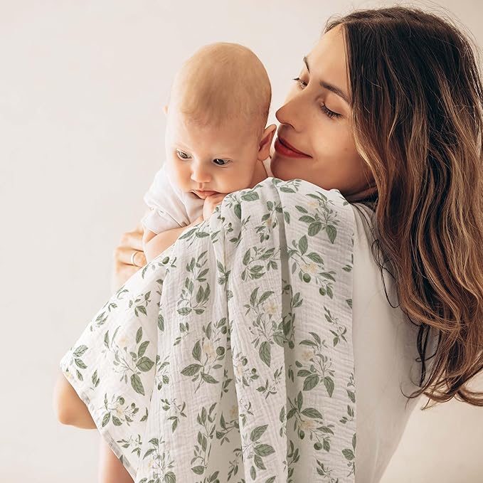 GLLQUEN BABY Muslin Swaddle Blankets,3-Pack Receiving Blanket for Newborn Boys and Girls,Baby Swaddle Blanket Unisex,Osmanthus Fragrance,Baby Essentials, Registry & Gift, 40 x 38 inches