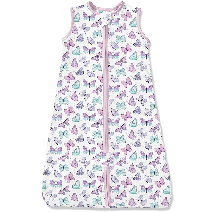TotAha Toddler Sleep Sack 2T-3T-4T for Girl, 0.5 TOG Summer Light Sleeping Sacks, Soft Wearable Blanket Baby Sleep Bag with 2-way Zipper,Butterfly