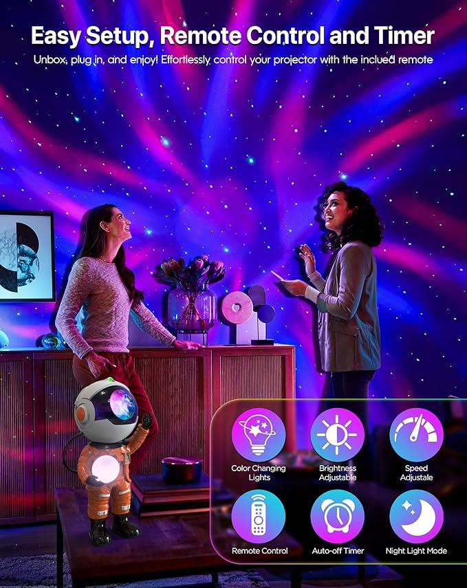 Rossetta Galaxy Projector, Star Projector for Bedroom, Astronaut Projector Night Light with Timer and Remote, Kids Adults Room Decor Aesthetic, Gifts for Christmas, Birthdays