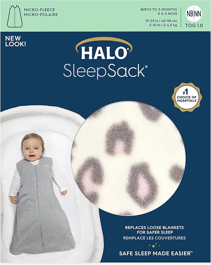HALO Micro-Fleece Wearable Blanket, Swaddle Transition Sleeping Bag, TOG 1.0