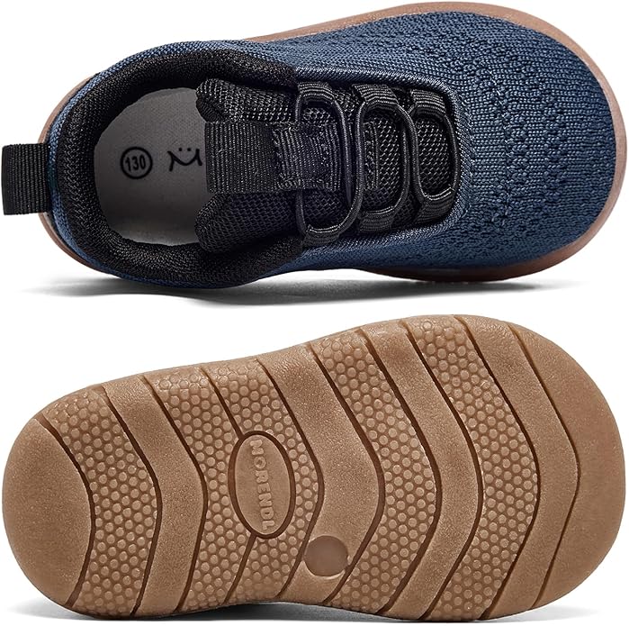 MORENDL Toddler Slip On Sneakers Baby Walking Shoes Non-Slip Breathable Unisex Pink Mesh Lace-Up Athletic Sneakers Infant Running Shoes