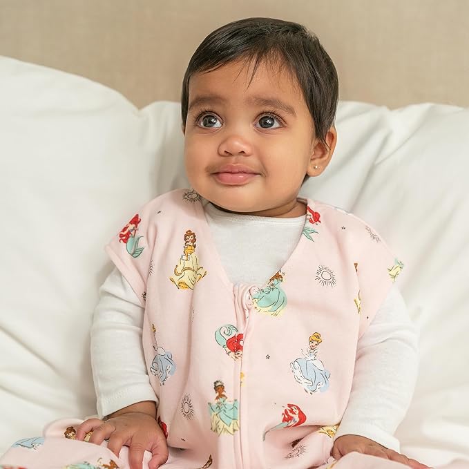 HALO Disney Baby 100% Cotton Sleepsack Swaddle, 3-Way Adjustable Wearable Blanket, TOG 1.5, Disney Princess, Small, 3-6 Months