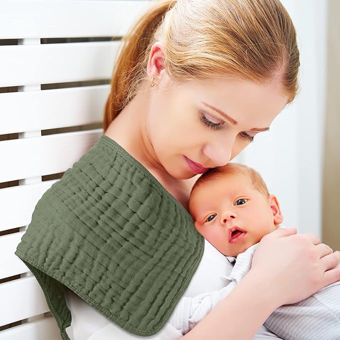 8 Packs Muslin Burp Cloths 6 Layers Unisex Baby Items Absorbent Burp Rags Colorful Muslin Washcloths for Baby Plain Soft Cotton Cloth for Babies Girls Boys, 10 x 20 Inch (Beautiful Colors)