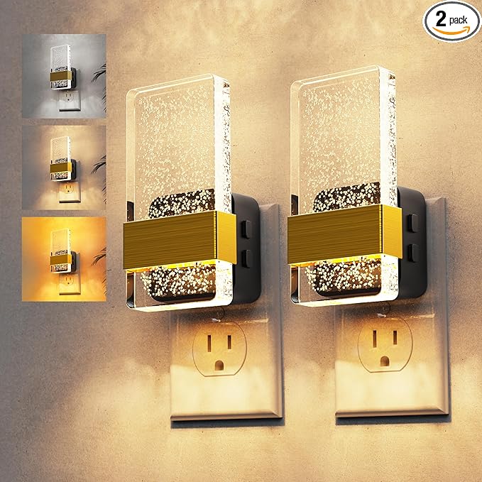 L LOHAS LED Night Light, 2 Pack 3CCT Night Lights Plug Into Wall, 2000K/3000K/5000K Adjustable Color Temperature Nightlight, Dusk to Dawn Sensor Dimmable Nightlights for Bathroom, Hallway, Gift