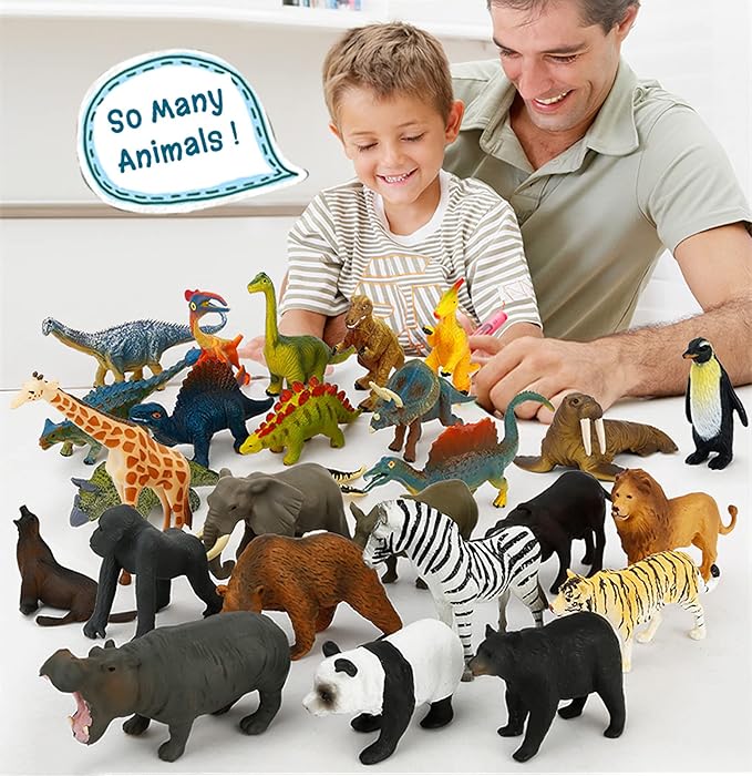Small Montessori Animal Figures with Flash Cards, Realistic Animal Figurines Toys, Montessori Materials Homeschool Preschool Science Educational Matching Game for Toddler Kids (Zoo)