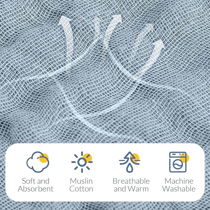 VitalCozy 8 Pcs Baby Muslin Hooded Bath Towels and Washcloths, 32 x 32 Inch Cotton Absorbent Blankets for Newborn Infant Shower Gift (Dark Green, Dark Blue)