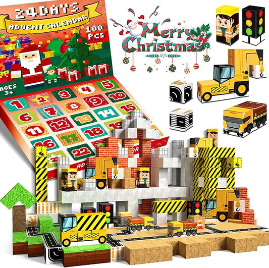 Advent Calendar 2025 Magnetic Blocks-100PCS Magnetic Building Blocks, Magnetic Blocks STEM Toddler Kids Toys, Construction Toys for Kids Ages 3+, Christmas Birthday Gifts for Boys & Girls