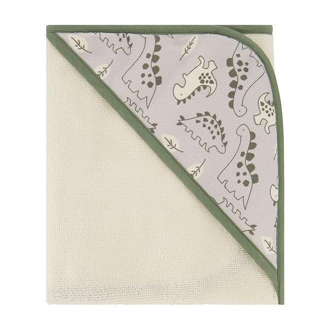 Cudlie Buttons & Stitches Baby Boy 3 Pack Rolled/Carded Hooded Towels in Dino Roar Print (GS71721)