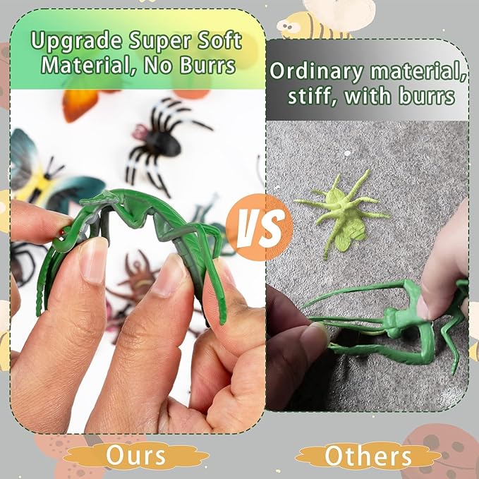 30 Pack Bug Toys Fake Plastic Bugs and Insects for Kids Toddler Halloween Birthday Party Favors Easter Valentines Basket Stuffers Goodie Bag Fillers April Fool's Day Prank Gifts Fake Bugs Toys