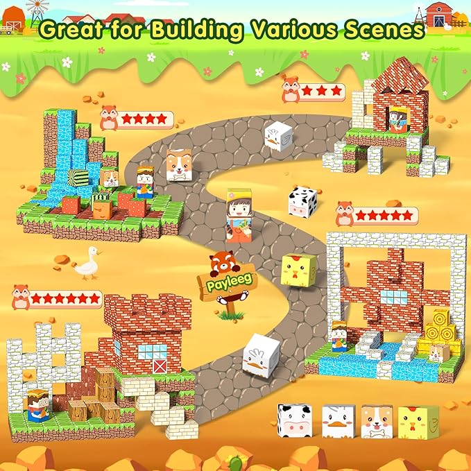 Magnetic Blocks Building Toys for Kids Ages 4-8 5-7 8-12 Year Old, Magnetic Cubes Tiles Montessori Sensory Travel Toddler Boys Girls Toys Games Christmas Birthday Gifts