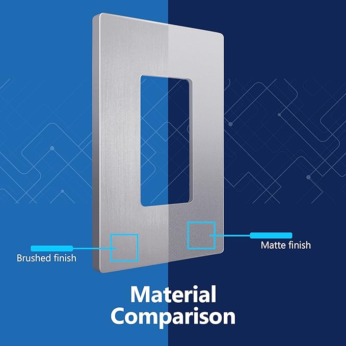 LIDER Brushed Finish Decorator Switch Cover, Screwless Wall Plate, Mid-Size 1-Gang 4.88" x 3.11", Unbreakable Polycarbonate Thermoplastic, UL Listed, LSWP-31M-BSV, Brushed Silver