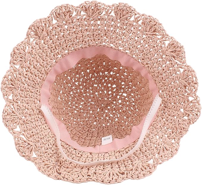 Baby Girl Straw Hat Outdoor Baby Sun Protection Hats Summer Bowknot Beach Cap for Infant Toddler Girls