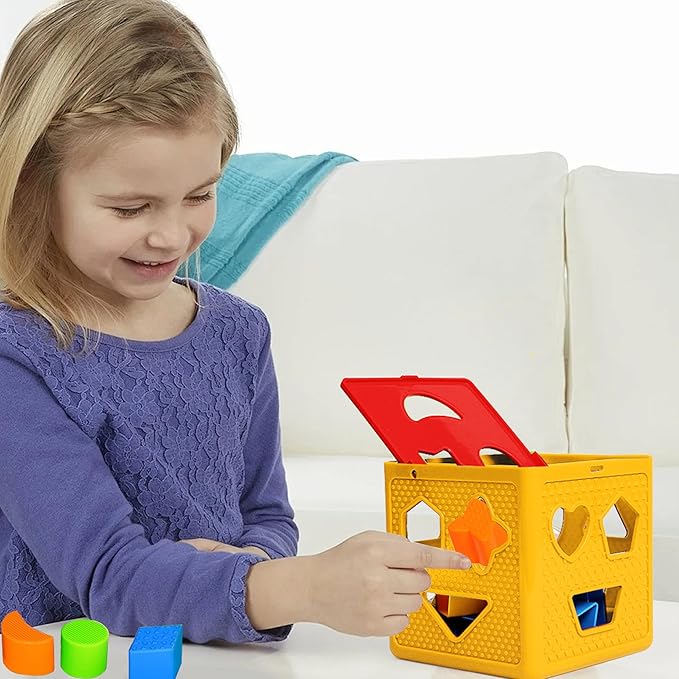 Shape Sorter Toddler Learning Toys - 19 Pcs Classic Kids Toys Blocks for Toddlers 1-3, Color Recognition, Sorting and Matching Activity Cube for Baby Games
