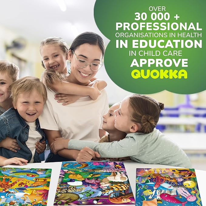 QUOKKA Puzzles for Kids Ages 4-6 – 4 x 48 Pieces Jigsaw Puzzles for Toddlers 3-5 – Toy for Learning Insects, African, Ocean Animals – Educational Game for Boy and Girl 2-4 Year Old - Improved Version