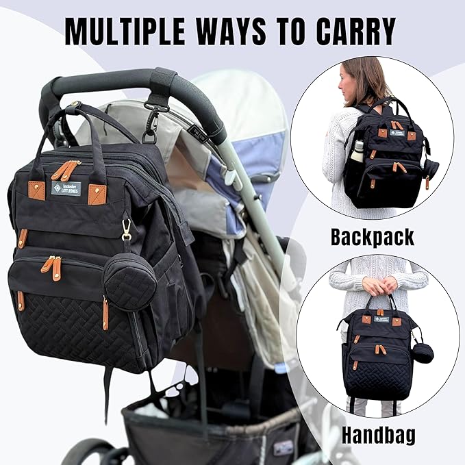 Baby Diaper Bag Backpack with Changing Station, Large Capacity, USB Port, Pacifier Case, Mosquito Net & Wipes Bag Stylish Travel Bag for Boys, Girls, Moms & Dads, Shower Gift