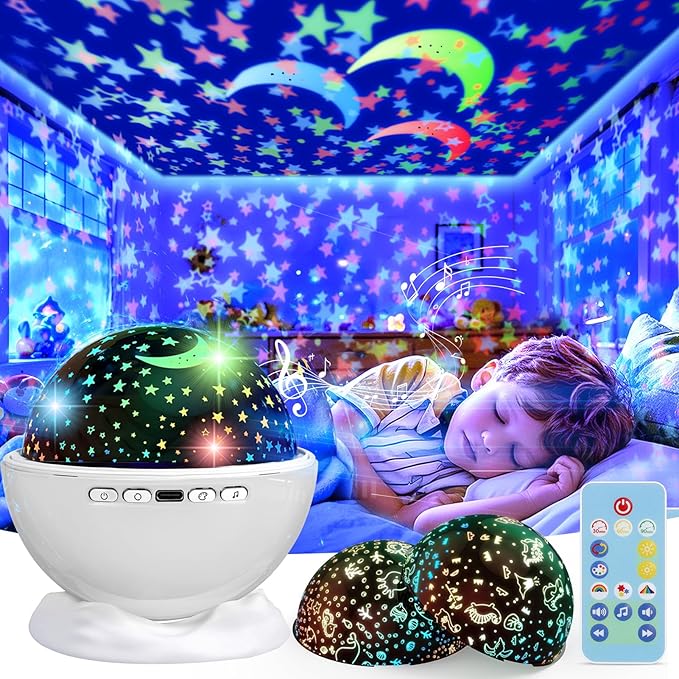 Night Light Projector, Night Light for Kids, Star Projector, 54 Light Color 360 Degree Rotation Kids Night light, Rechargeable Lamp for Bedroom, Light Projector Birthday Christmas Gifts for Boys Girls