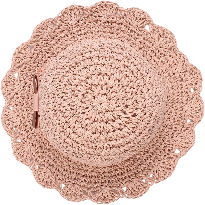 Baby Girl Straw Hat Outdoor Baby Sun Protection Hats Summer Bowknot Beach Cap for Infant Toddler Girls