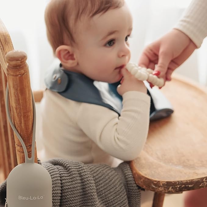 Vegan Leather Easy Clean Baby Bibs with Practical Pocket and Snaps - Great for Feeding and Teething Infants 0-12 Months